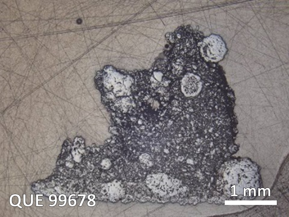 Thin Section Photo of Sample QUE 99678 in Reflected Light with  Magnification