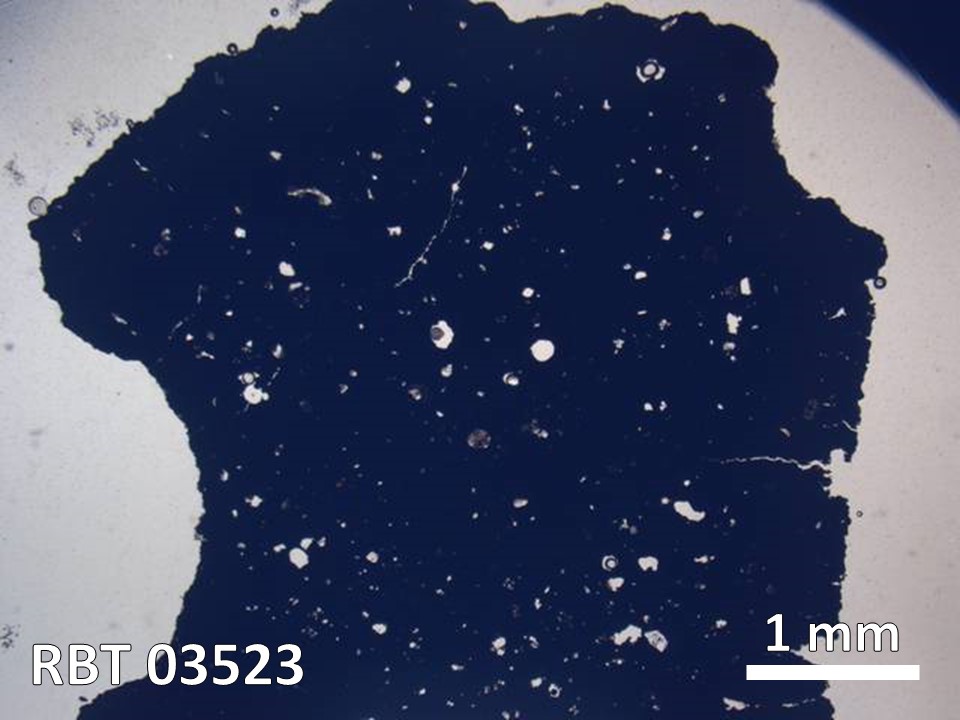 Thin Section Photo of Sample RBT 03523 in Plane-Polarized Light with 5X Magnification