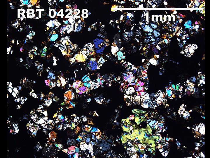Thin Section Photograph of Sample RBT 04228 in Cross Polarized Light