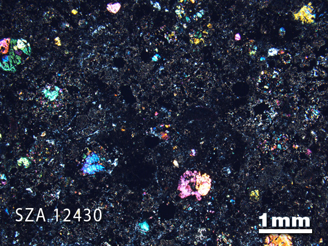 Thin Section Photograph of Sample SZA 12430 in Cross-Polarized Light