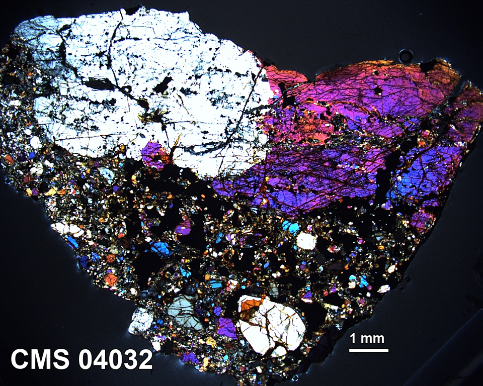 Thin Section Photograph of Sample CMS 04032 in Cross-Polarized Light