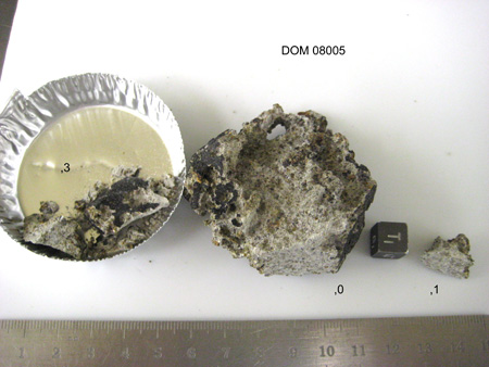 DOM 08005 Meteorite Sample Photograph Showing Sample Splits