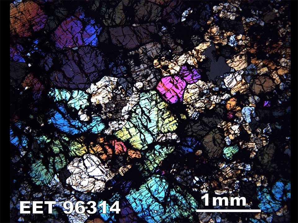 Thin Section Photograph of Sample EET 96314 in Cross-Polarized Light