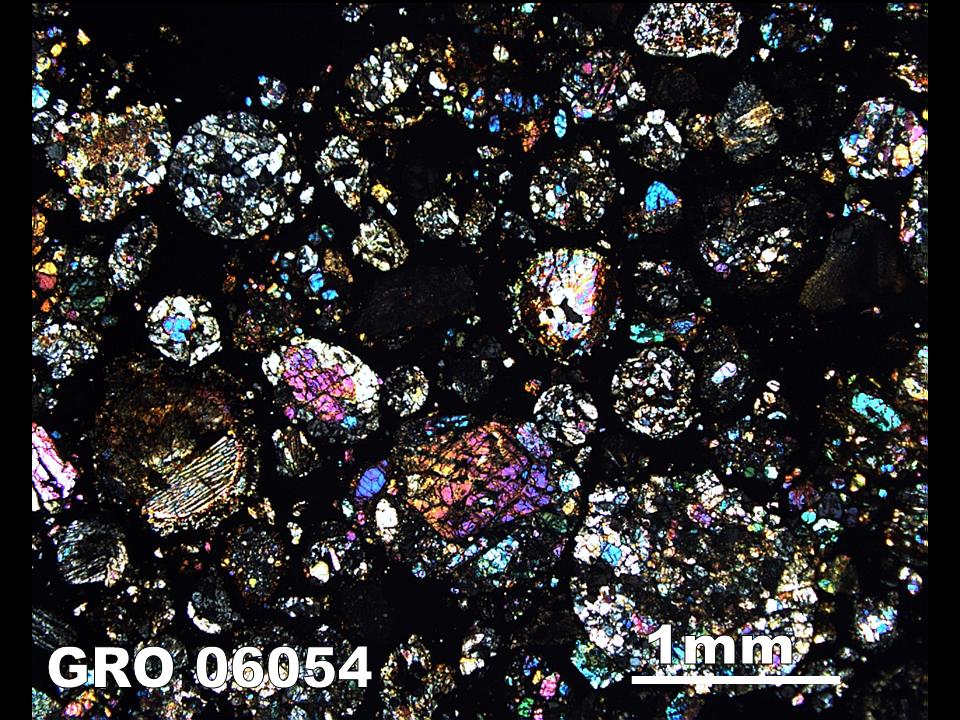 Thin Section Photograph of Sample GRO 06054 in Cross-Polarized Light