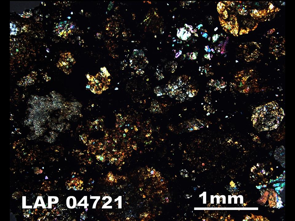 Thin Section Photograph of Sample LAP 04721 in Cross-Polarized Light