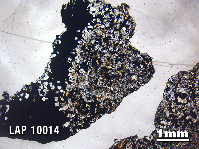 Thin Section Photo of Sample LAP 10014 in Plane-Polarized Light with 1.25X Magnification