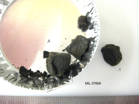 MIL 07668 Meteorite Sample Photograph Showing Sample Splits