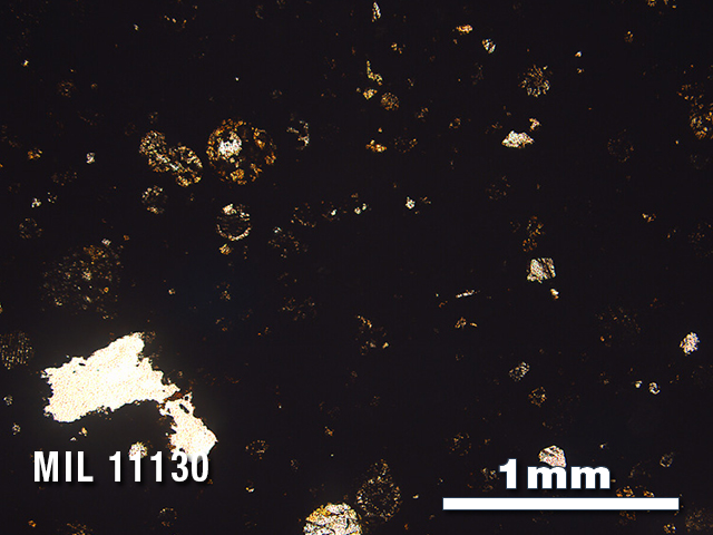 Thin Section Photo of Sample MIL 11130 in Plane-Polarized Light with 2.5X Magnification