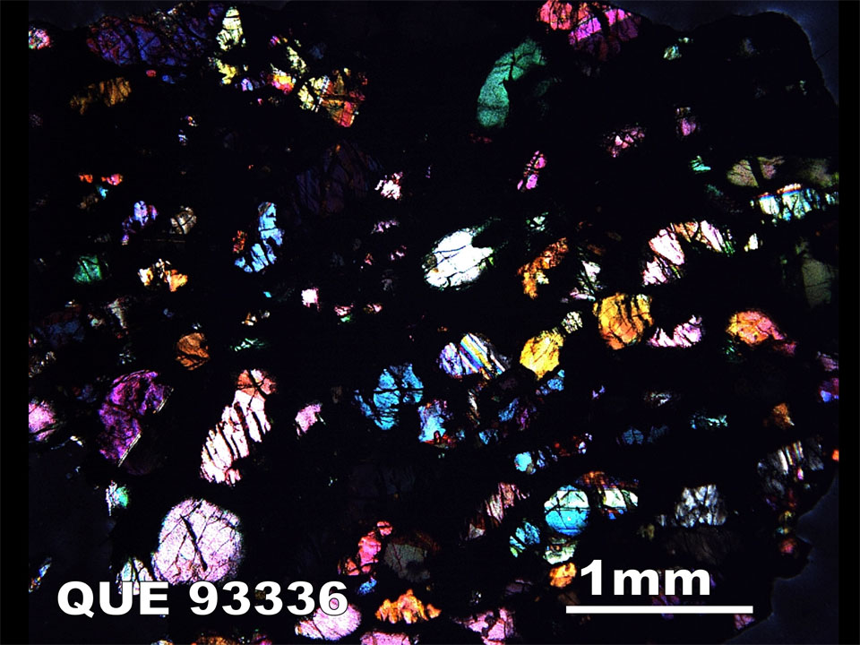 Thin Section Photograph of Sample QUE 93336 in Cross-Polarized Light