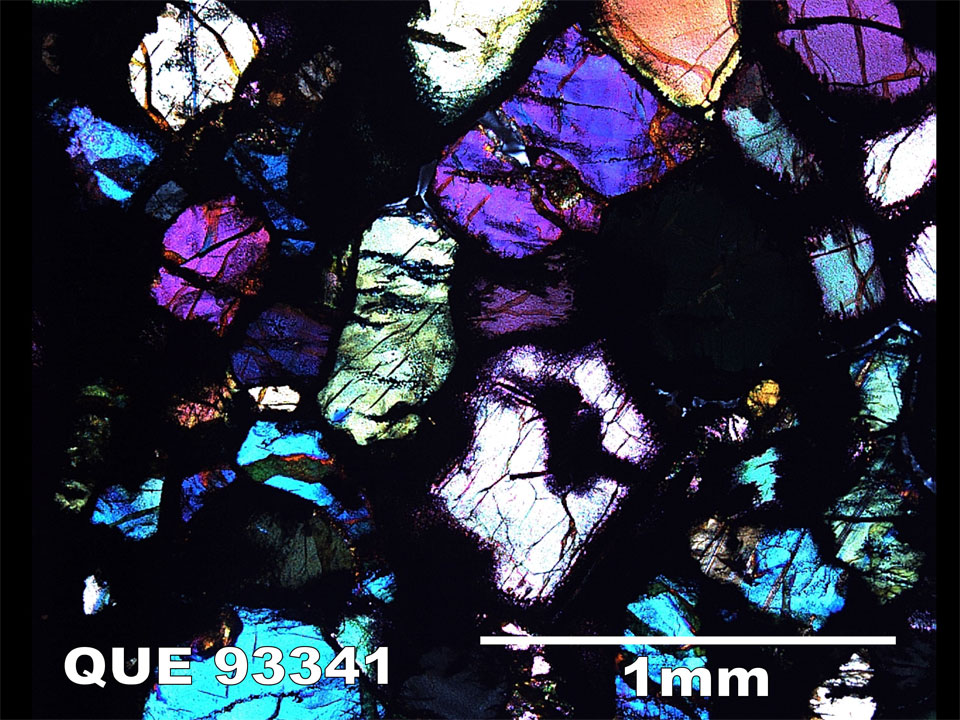 Thin Section Photograph of Sample QUE 93341 in Cross-Polarized Light