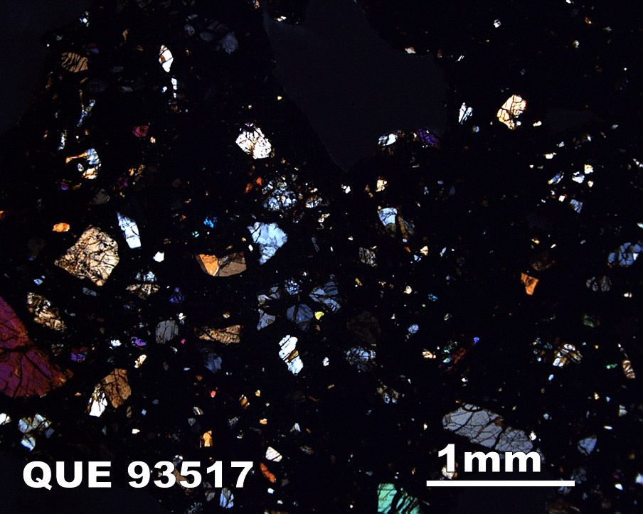 Thin Section Photograph of Sample QUE 93517 in Cross-Polarized Light