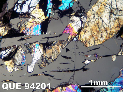 Thin Section Photograph of Sample QUE 94201 in Cross-Polarized Light