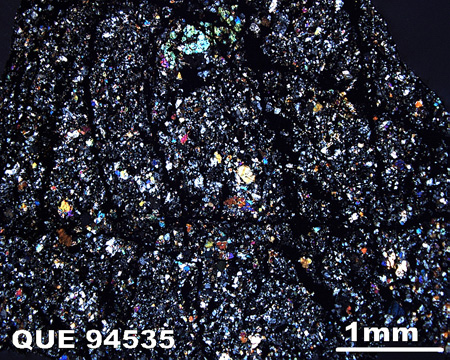 Thin Section Photograph of Sample QUE 94535 in Cross-Polarized Light