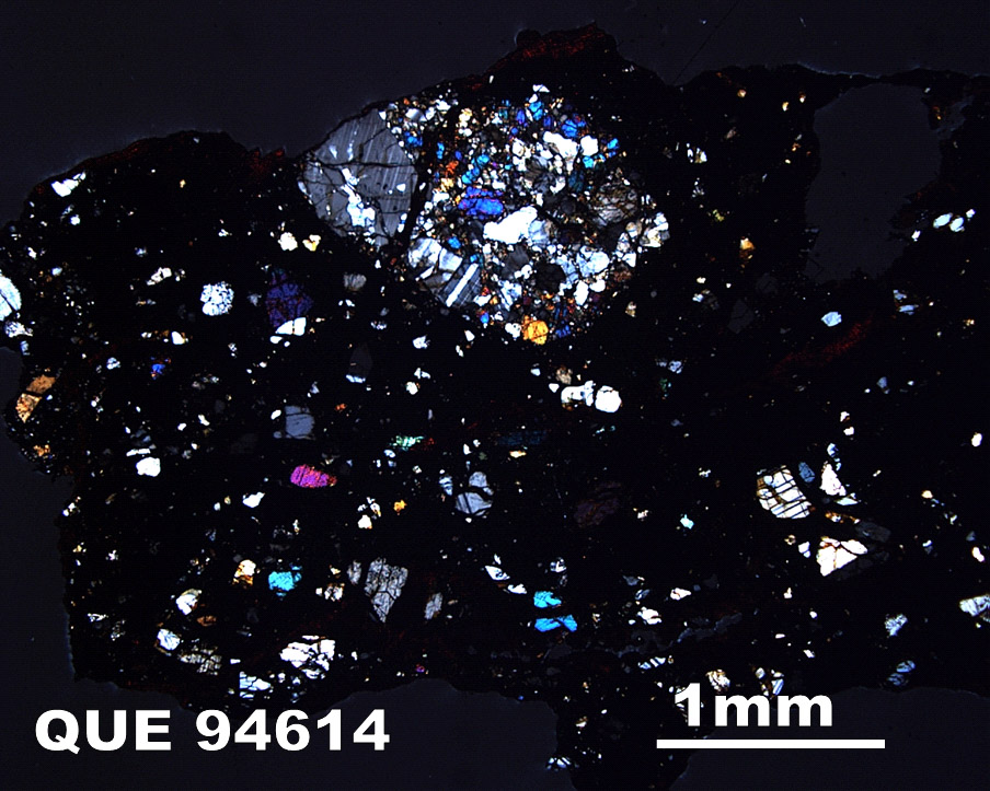 Thin Section Photograph of Sample QUE 94614 in Cross-Polarized Light
