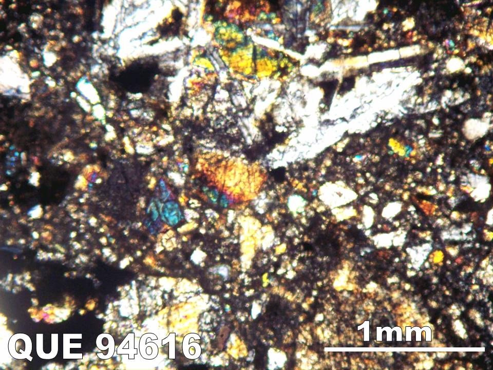 Thin Section Photograph of Sample QUE 94616 in Cross-Polarized Light