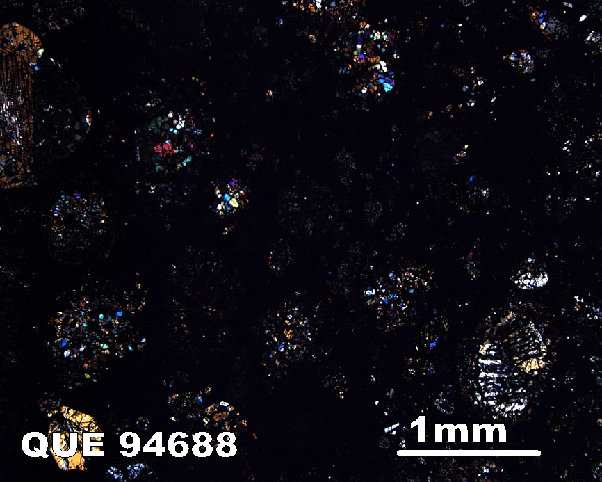 Thin Section Photograph of Sample QUE 94688 in Cross-Polarized Light