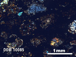 Thin Section Photo of Sample DOM 10085 in Cross-Polarized Light with 2.5X Magnification
