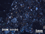 Thin Section Photo of Sample DOM 10100 at 1.25X Magnification in Cross-Polarized Light