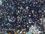 Thin Section Photo of Sample DOM 10556 in Cross-Polarized Light with 2.5x Magnification