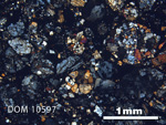 Thin Section Photo of Sample DOM 10597 in Cross-Polarized Light with 2.5X Magnification