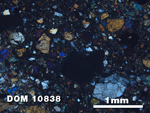 Thin Section Photo of Sample DOM 10838 at 2.5X Magnification in Cross-Polarized Light
