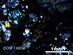 Thin Section Photo of Sample DOM 14003 in Cross-Polarized Light with 2.5X Magnification