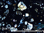 Thin Section Photo of Sample DOM 14019 in Cross-Polarized Light with 5X Magnification