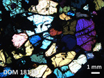 Thin Section Photo of Sample DOM 18130 in Cross-Polarized Light with 1.25X Magnification