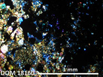 Thin Section Photo of Sample DOM 18160 in Cross-Polarized Light with 2.5X Magnification