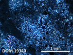 Thin Section Photo of Sample DOM 19340 in Cross-Polarized Light with 2.5X Magnification