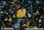 Thin Section Photo of Sample EET 96008 in Cross-Polarized Light with 2.5X Magnification