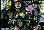 Thin Section Photo of Sample EET 96109 in Cross-Polarized Light with 2.5X Magnification