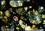 Thin Section Photo of Sample EET 96188 in Cross-Polarized Light with 2.5X Magnification