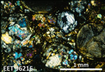Thin Section Photo of Sample EET 96216 in Cross-Polarized Light with 2.5X Magnification