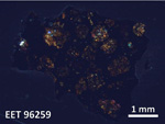 Thin Section Photo of Sample EET 96259 in Cross-Polarized Light with 5X Magnification