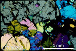 Thin Section Photo of Sample EET 96262 in Cross-Polarized Light with 2.5X Magnification
