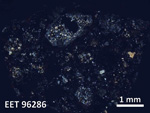 Thin Section Photo of Sample EET 96286 in Cross-Polarized Light with  Magnification