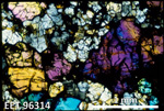 Thin Section Photo of Sample EET 96314 in Cross-Polarized Light with 2.5X Magnification