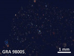 Thin Section Photo of Sample GRA 98005 in Cross-Polarized Light with 5X Magnification