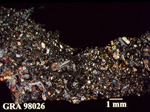 Thin Section Photo of Sample GRA 98026 in Cross-Polarized Light with 1.25X Magnification