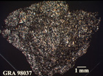 Thin Section Photo of Sample GRA 98037 in Cross-Polarized Light with 1.25X Magnification