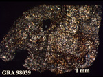 Thin Section Photo of Sample GRA 98039 in Cross-Polarized Light with 1.25X Magnification