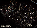 Thin Section Photo of Sample GRA 98074 in Cross-Polarized Light with 1.25X Magnification