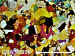 Thin Section Photo of Sample GRA 98098 in Cross-Polarized Light