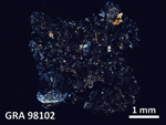 Thin Section Photo of Sample GRA 98102 in Cross-Polarized Light with  Magnification