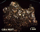 Thin Section Photo of Sample GRA 98157 in Cross-Polarized Light with 1.25X Magnification