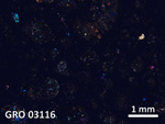 Thin Section Photo of Sample GRO 03116 in Cross-Polarized Light with  Magnification