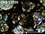 Thin Section Photo of Sample GRO 17026 in Cross-Polarized Light with 5X Magnification