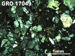 Thin Section Photo of Sample GRO 17049 in Cross-Polarized Light with 2.5X Magnification