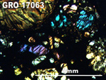 Thin Section Photo of Sample GRO 17063 in Cross-Polarized Light with 5X Magnification